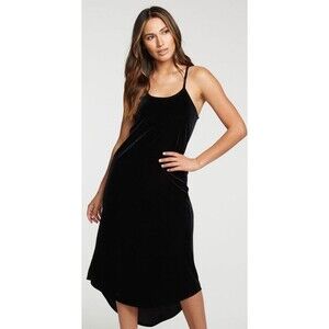 Chaser Stretch Velvet V Back Hi Lo Midi Dress Women's Sz S